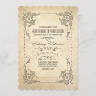 Vintage Hochzeit Einladung antike Schnörkel