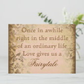 Vintage Hochzeit Einladungen mit Liebe Zitat (Stehend Vorderseite)