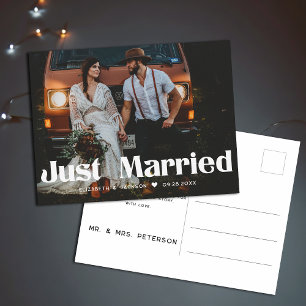 Vintage Hochzeit Elegante Typografie 70er Hochzeit Postkarte