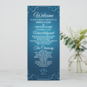 Vintage-Hochzeit geometrisch Teal Türkis elegant Programm (Stehend Vorderseite)