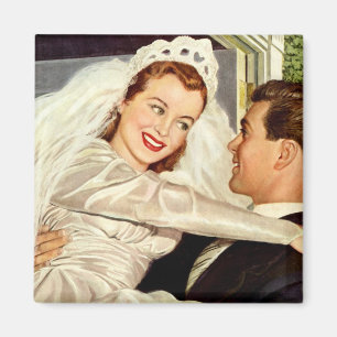 Vintage Hochzeit, glückliche Braut und Magnet