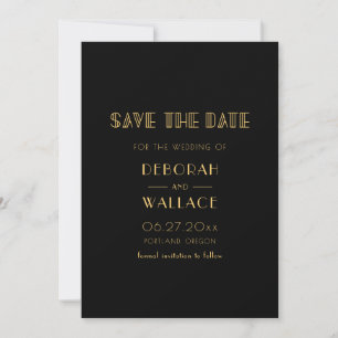 Vintage-Hochzeit im Art Deco-Stil der 1920er Jahre Save The Date