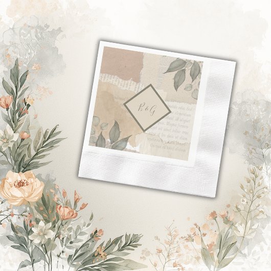 Vintage Hochzeit im bohenhaften Grün Serviette