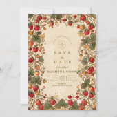 Vintage-Hochzeit im Erdbeerengarten Save The Date (Vorderseite)