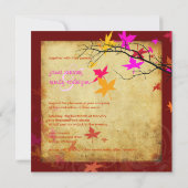 Vintage Hochzeit im Herbst / Elektropink Einladung (Rückseite)