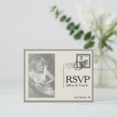 Vintage Hochzeit im modernen Zeitungsstil Postkarte (Stehend Vorderseite)