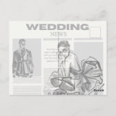 Vintage Hochzeit im modernen Zeitungsstil Postkarte (Rückseite)