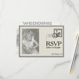 Vintage Hochzeit im modernen Zeitungsstil RSVP Karte