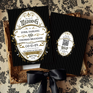 Vintage Hochzeit im Retro-Western-Stil mit schwarz Einladung