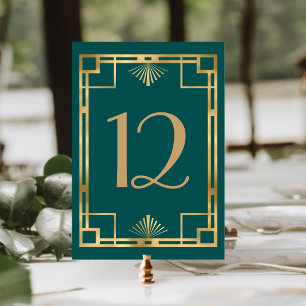 Vintage Hochzeit im Stil der 1920er Jahre mit Teal Tischnummer
