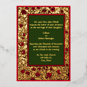 Vintage-Hochzeit im Stil von William Morris Kelmsc Folieneinladung
