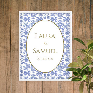 Vintage Hochzeit in Dusty Blue und White Poster