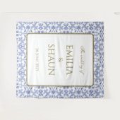 Vintage Hochzeit in Dusty Blue und White Wandteppich (Vorderseite (Horizontal))