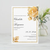 Vintage Hochzeit in Goldmaul-grüner Torte Einladung (Stehend Vorderseite)