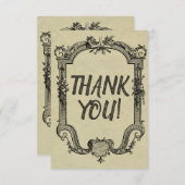 Vintage Hochzeit in grüner Schwarz Dankeskarte (Vorne/Hinten)