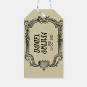 Vintage Hochzeit in grüner Schwarz Geschenkanhänger (Rückseite)