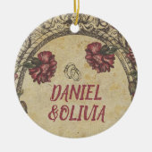 Vintage Hochzeit in grüner Schwarz Keramik Ornament (Vorne)