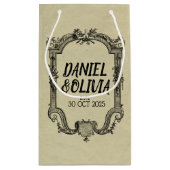 Vintage Hochzeit in grüner Schwarz Kleine Geschenktüte (Rückseite)