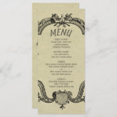 Vintage Hochzeit in grüner Schwarz Menükarte (Vorne/Hinten)