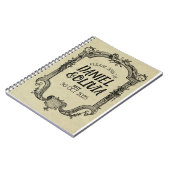 Vintage Hochzeit in grüner Schwarz Notizblock (Linke Seite)