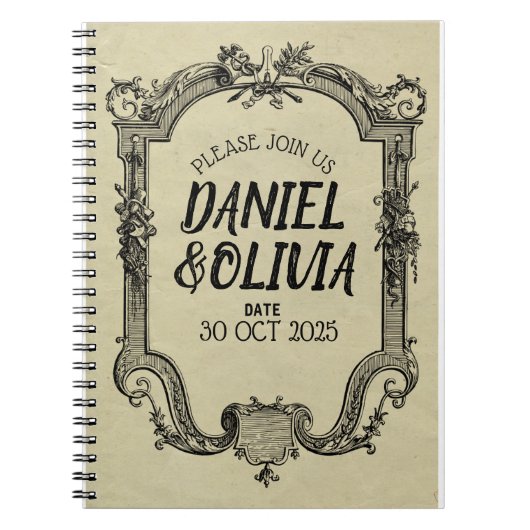 Vintage Hochzeit in grüner Schwarz Notizblock (Vorderseite)