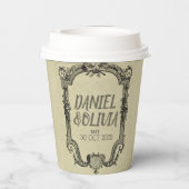 Vintage Hochzeit in grüner Schwarz Pappbecher (Rückseite)