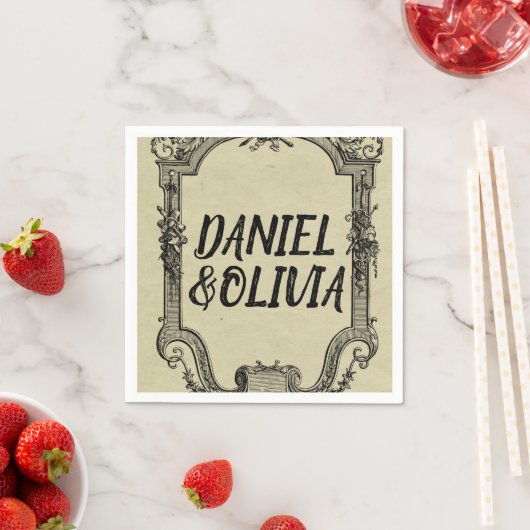 Vintage Hochzeit in grüner Schwarz Serviette (Beispiel)