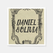 Vintage Hochzeit in grüner Schwarz Serviette (Vorderseite)