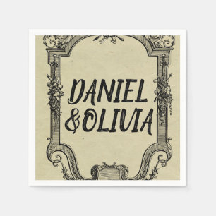 Vintage Hochzeit in grüner Schwarz Serviette