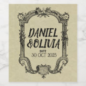 Vintage Hochzeit in grüner Schwarz Weinetikett (Einzelnes Label)