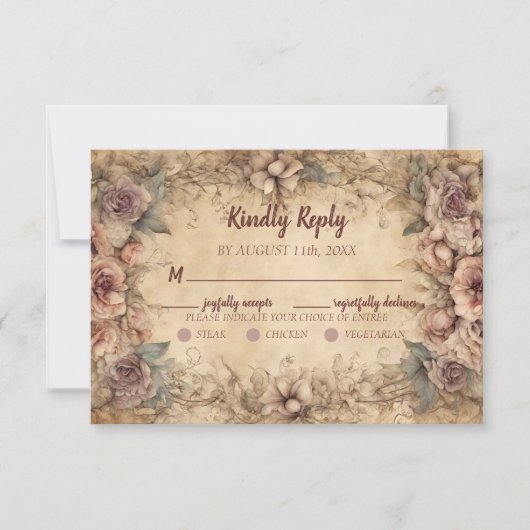 Vintage Hochzeit in Italien RSVP Karte (Vorderseite)