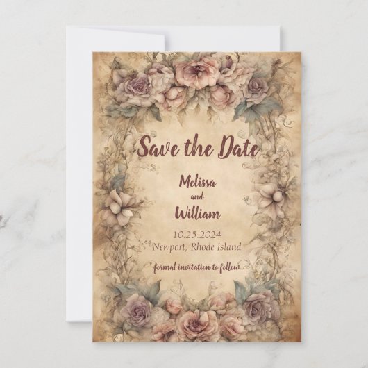 Vintage Hochzeit in Italien Save The Date (Vorderseite)