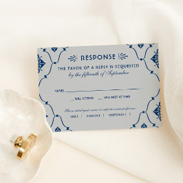 Vintage Hochzeit in Navy und Silver Art Deco RSVP Karte