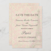 Vintage Hochzeit in Paris Save the Date (Vorne/Hinten)
