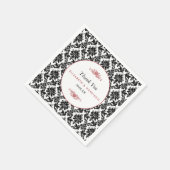 Vintage Hochzeit in Rot, Schwarz und Weiß Serviette (Ecke)