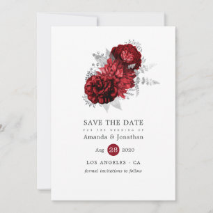 Vintage Hochzeit in Rot und Silber Save The Date