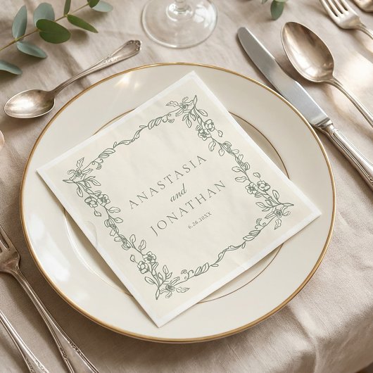 Vintage-Hochzeit in Salbeigrün Serviette