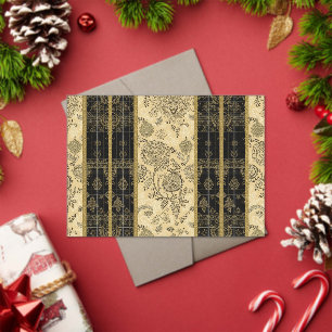 Vintage-Hochzeit in Schwarz und Gold mit Damast-Mu Acryleinladungen