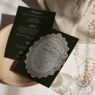 Vintage-Hochzeit in Schwarzweiß mit Spitze, alles  Einladung