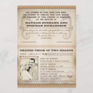 Vintage Hochzeit in Urlaubsort Einladung