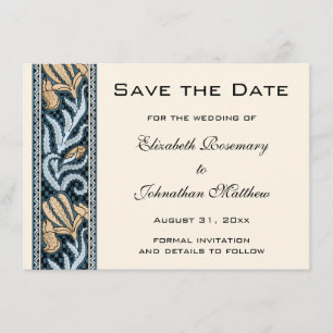 Vintage Hochzeit, Kunst Nouveau Iris-Blumen mit Save The Date