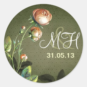 vintage Hochzeit Liebesnamen Monogramm Aufkleber