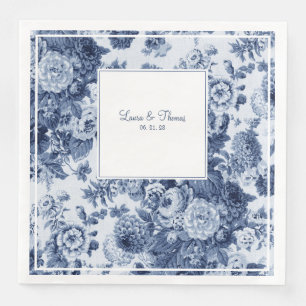 Vintage Hochzeit mit Blauen und Weißen Serviette