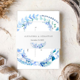 Vintage Hochzeit mit blauer Wasserfarbe Einladungsbanderole