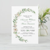 Vintage Hochzeit mit  Blumen Einladung (Stehend Vorderseite)