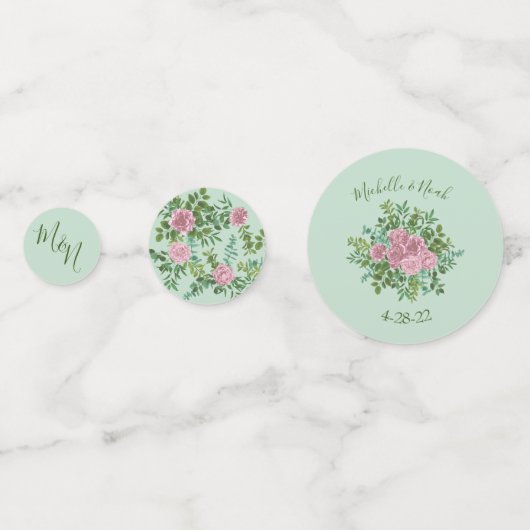 Vintage Hochzeit mit Blumenpastel Konfetti (Rückseiten)