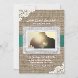 Vintage Hochzeit mit Burlap Foto Einladung