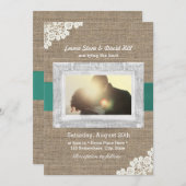 Vintage Hochzeit mit Burlap Foto Einladung (Vorne/Hinten)