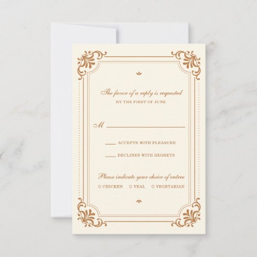Vintage Hochzeit mit Geblüht Mahlzeiten RSVP Karte (Vorderseite)