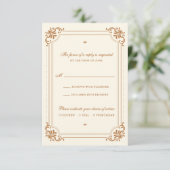 Vintage Hochzeit mit Geblüht Mahlzeiten RSVP Karte (Stehend Vorderseite)